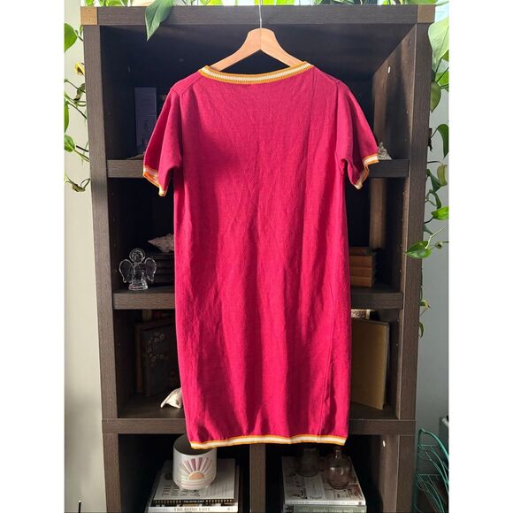 NWT Happy Sheep Burgundy & Yellow Knit Mini Dress Size Small - Picture 2 of 6